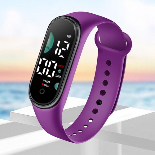 Kids Electronic Watch Sports Waterproof Large Font-Purple