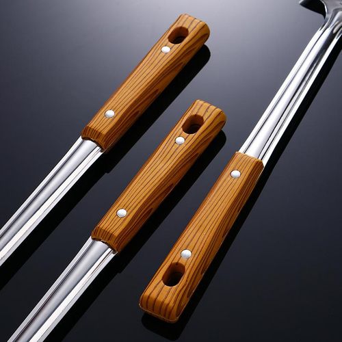 Stainless steel kitchenware set for stir frying, heat-insulating, thickened wood grain handle, spatula, leaky spoon, soup spoon, household kitchen utensils