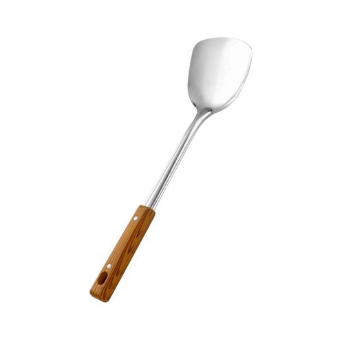 Stainless steel kitchenware set for stir frying, heat-insulating, thickened wood grain handle, spatula, leaky spoon, soup spoon, household kitchen utensils