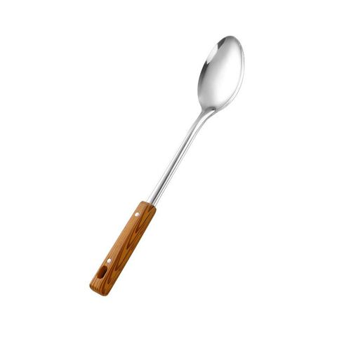 Stainless steel kitchenware set for stir frying, heat-insulating, thickened wood grain handle, spatula, leaky spoon, soup spoon, household kitchen utensils