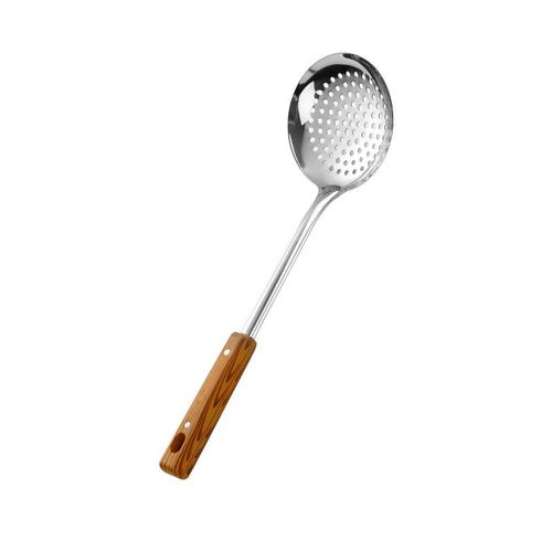 Stainless steel kitchenware set for stir frying, heat-insulating, thickened wood grain handle, spatula, leaky spoon, soup spoon, household kitchen utensils