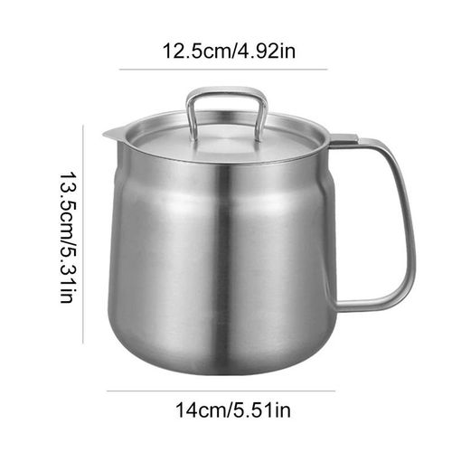 Stainless Steel Versatile Oil Filter Vessel 1.5L Kitchen Fryer with Filter Leak-proof Deep Frying Pot for Cooking French Fries