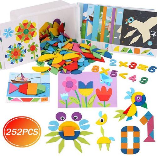 252pcs Puzzle Wood Toy Kids Intelligence Development Tangram Early Education