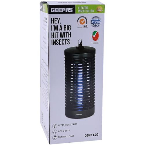 Geepas Electric Insect Killer Bug Zapper 6W - Safe & Portable, Non-Toxic Mosquito Ant Fly Bug Killer Lightweight & Efficient Mosquito Eliminator with Camping Lantern -Black