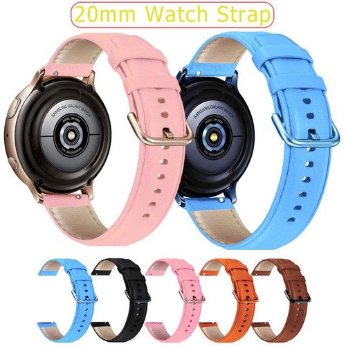 20mm Leather Watch Strap For Samsung Galaxy Watch 42mm Active 2 40mm/44mm Gear S2 Sport Breathable Smartwatch Wrist Bracelet