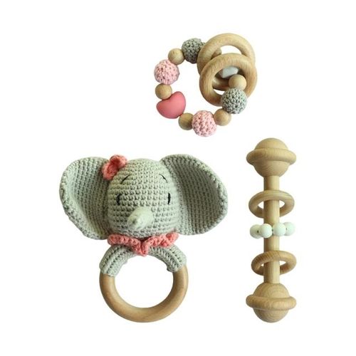 Diy Crochet Elephant Baby Teether Bpa Free Silicone Beads Teething Bracelet Baby Pacifier Clip Rodents Wooden Baby Rattle Toys