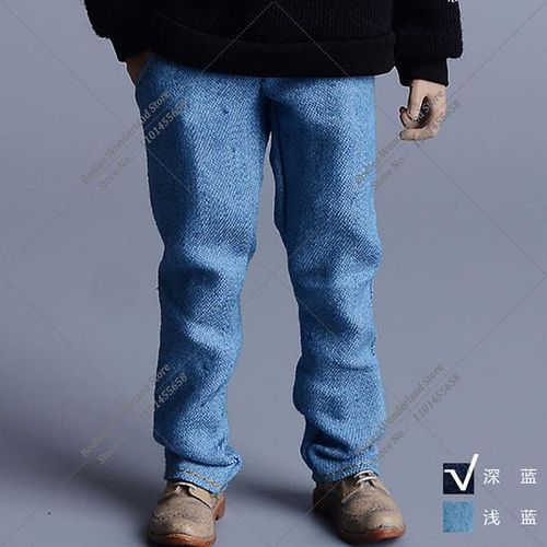 1/12 Men Solider Straight Leg Denim Pants Fitting Jeans Trousers Model fit 6'' 14.5cm Normal 15.5cm Notaman 17.5cm C4A Body