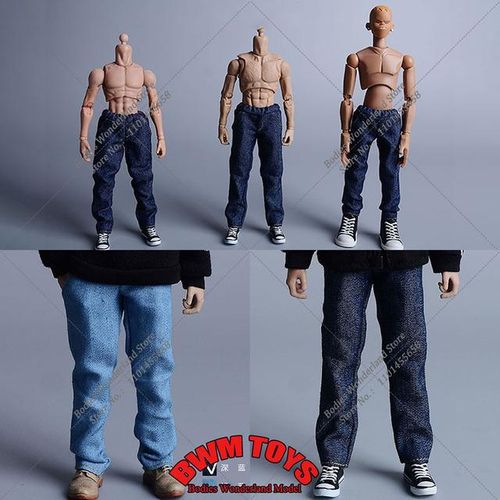 1/12 Men Solider Straight Leg Denim Pants Fitting Jeans Trousers Model fit 6'' 14.5cm Normal 15.5cm Notaman 17.5cm C4A Body