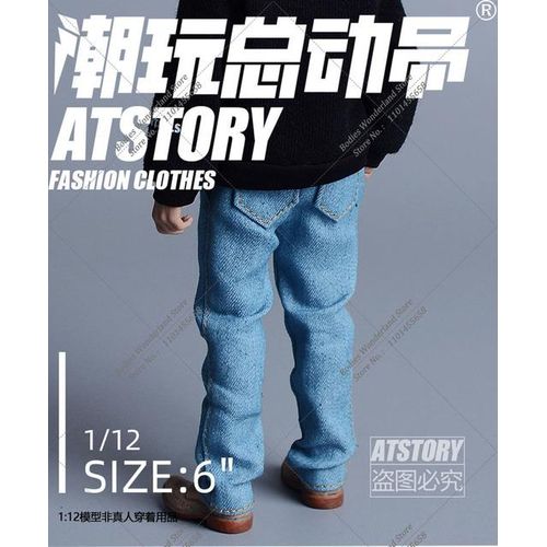 1/12 Men Solider Straight Leg Denim Pants Fitting Jeans Trousers Model fit 6'' 14.5cm Normal 15.5cm Notaman 17.5cm C4A Body