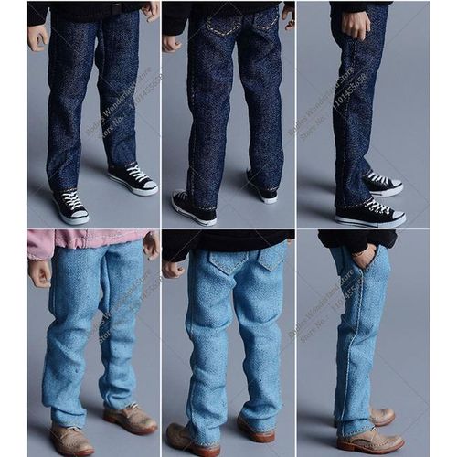 1/12 Men Solider Straight Leg Denim Pants Fitting Jeans Trousers Model fit 6'' 14.5cm Normal 15.5cm Notaman 17.5cm C4A Body