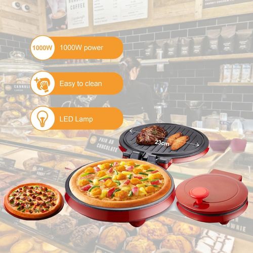 Pizza Maker Electric Pizza Oven Indoor Non-Stick Pizza Oven  Countertop Pizza Maker for Home 1000-Watt Pizza Cooker