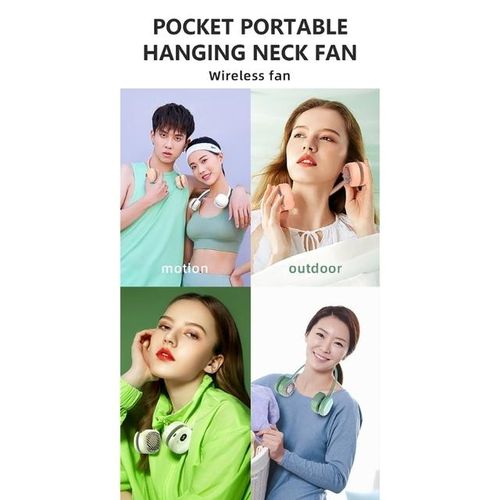 Mechanical Operation -Powered Fan Lazy Leaf-Less Hanging Neck Fan Long Life For Sports And Travelling