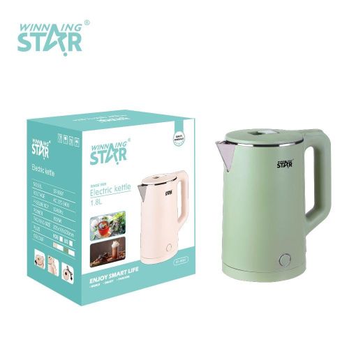 Winningstar Stainless Steel 1.8L Electric Tea Water Boiler Portable Electric Kettle Pot- Multicolor