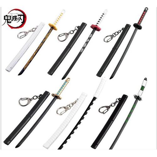 Mini Anime Demon Slayer Keychain Cosplay Katana Nezuko Zenitsu Tanjirou Inosuke Metal Pendant Keyrings s Kids Toy