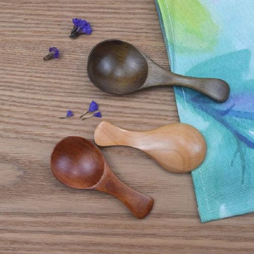 10 PCS Log Short Handle Wide Mouth Milk Powder Spoon Wooden Seasoning Tea Spoon, Style:A