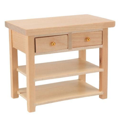 112 DollHouse Furniture Miniature Wooden Console Table Cabinet Kitchen Room Sideboard Bathroom Shelf Wood Color