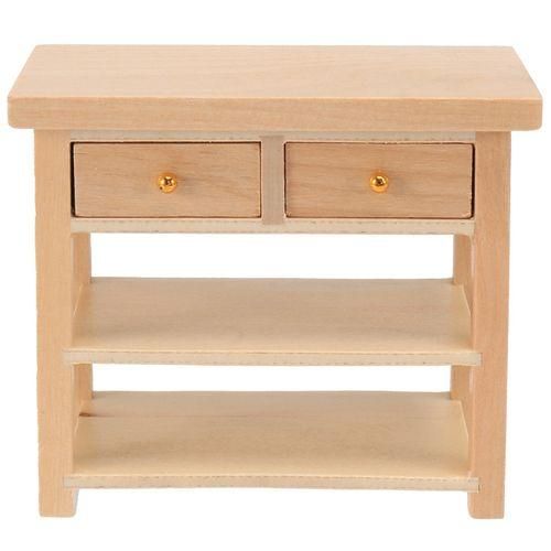 112 DollHouse Furniture Miniature Wooden Console Table Cabinet Kitchen Room Sideboard Bathroom Shelf Wood Color