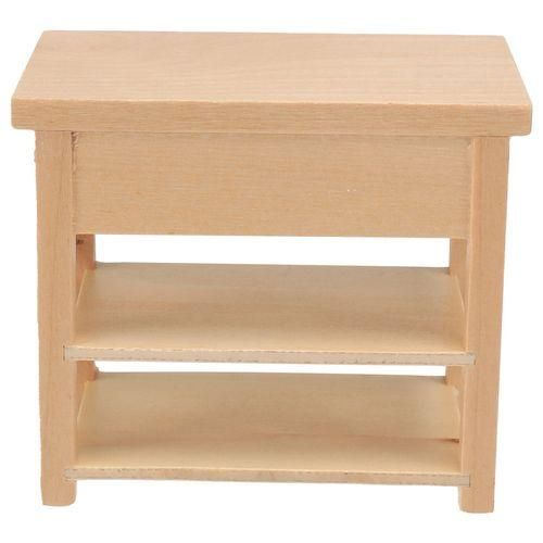 112 DollHouse Furniture Miniature Wooden Console Table Cabinet Kitchen Room Sideboard Bathroom Shelf Wood Color