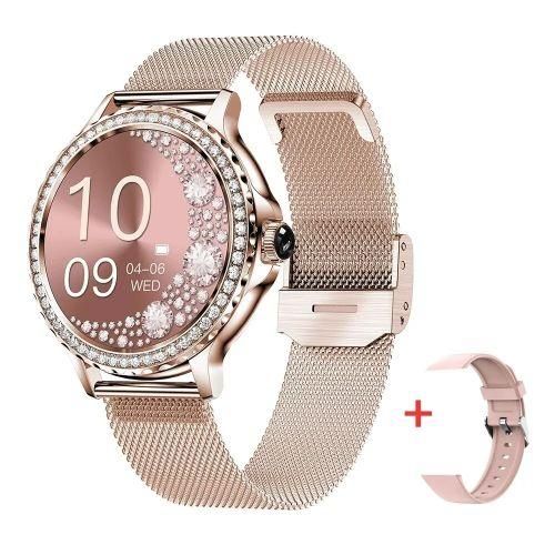 MELANDA Rosegold Smart Watch For Lady Bluetooth Call 100+Sports Mode Fitness Women Smartwatch DIY Dials For IOS Android NX19