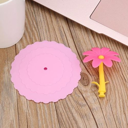 2 PCS Super Cute Sunflower Shape Reusable Silicone Cover Splicing Thermal Insulation Cover(Pink)