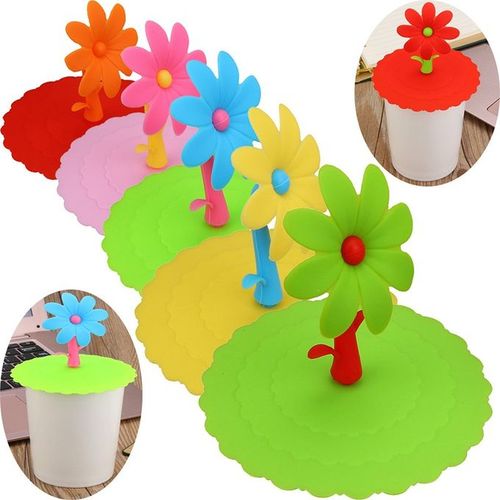 2 PCS Super Cute Sunflower Shape Reusable Silicone Cover Splicing Thermal Insulation Cover(Pink)