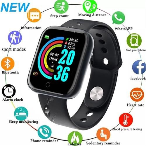 Y68 Smart Watch Waterproof Bluetooth Sports Smart Watch Supports iOS Android Devices Fitness Tracker Built-in 200mAh Battery USB Charging Gun