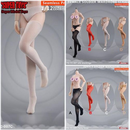 4 Colors Girl Toys FG-YC-007 FG-YC-008 1/12 Female Fashion Seamless Leg Socks Pantyhose Fits 6