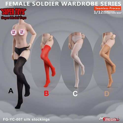 4 Colors Girl Toys FG-YC-007 FG-YC-008 1/12 Female Fashion Seamless Leg Socks Pantyhose Fits 6