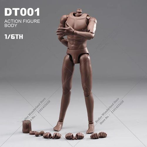 Pale White Black Skin 1/6 Super Movable Male Muscle Super Flexible Joint Body with Different Hand Shape fit 12