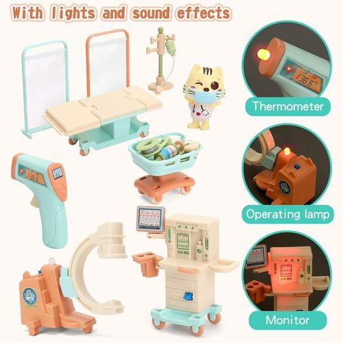 Cat Dolls Pet Pretend Play Toys, Figures Playset Toy, Hospital and Ambulance Toy with Lights and Sound, Educational Toys
