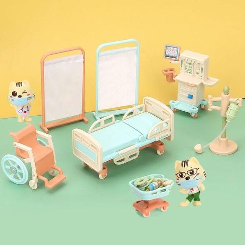 Cat Dolls Pet Pretend Play Toys, Figures Playset Toy, Hospital and Ambulance Toy with Lights and Sound, Educational Toys