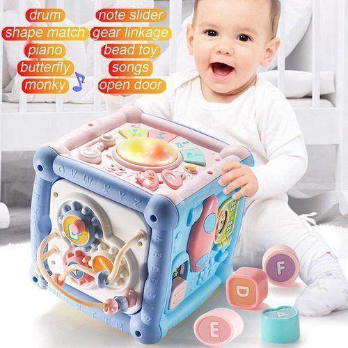 Baby Multifunctional Hexahedron Toys Piano Drum Puzzle Early Educational Music Toys