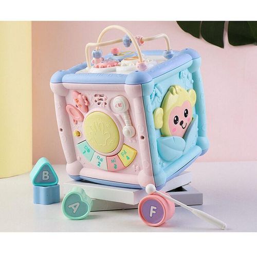 Baby Multifunctional Hexahedron Toys Piano Drum Puzzle Early Educational Music Toys