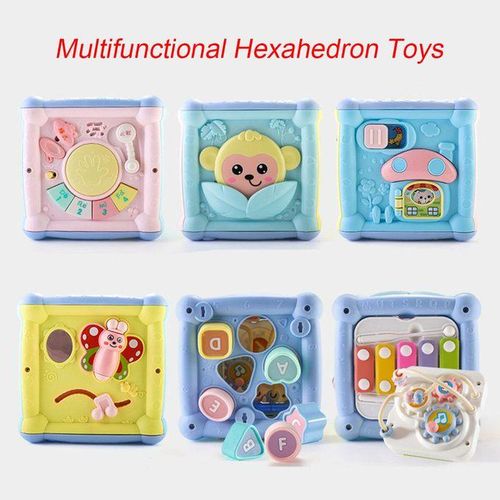 Baby Multifunctional Hexahedron Toys Piano Drum Puzzle Early Educational Music Toys
