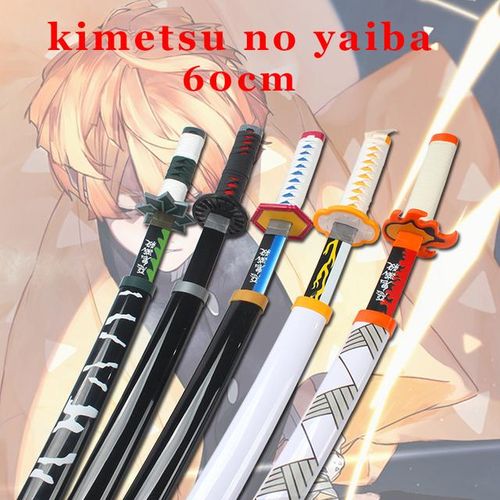 Demon Slayer Katana 60cm Character Role-playing s Toys Bamboo Film and Television Props Giyuu Blue Sanemi