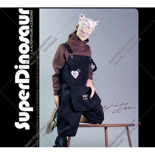 1/6 Scale Fashion Male Loose Bib Overalls Vintage Jean Jumpsuit Suspender Trousers Hoodies Fit 12