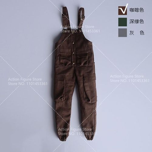 1/6 Male Loose Vest Bib Overalls Vintage Jumpsuit Cargo Pants Straight Suspender Trousers Fit 12" HT 3ATOY Action Figure