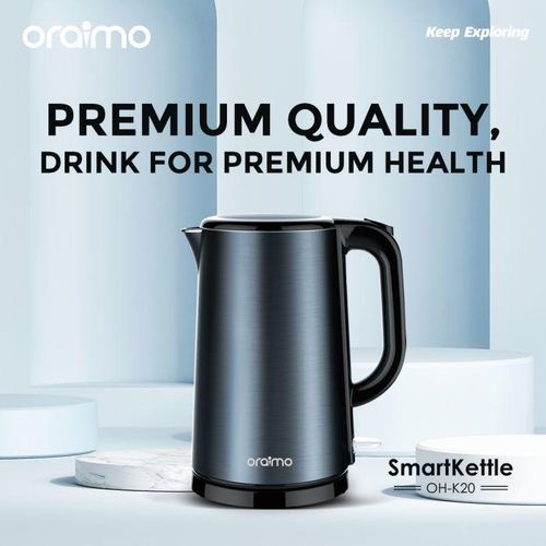 Oraimo Electric Stainless Steel Double-wall Design Precise Temperature Control Water Boiling Smart Kettle 1.7L Full Metal Liner Jar Pot- Multicolor