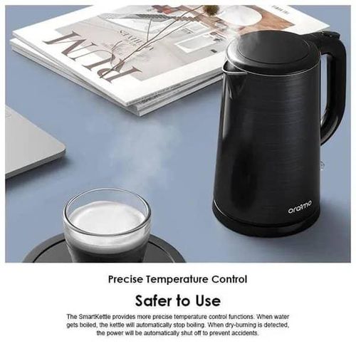 Oraimo Electric Stainless Steel Double-wall Design Precise Temperature Control Water Boiling Smart Kettle 1.7L Full Metal Liner Jar Pot- Multicolor