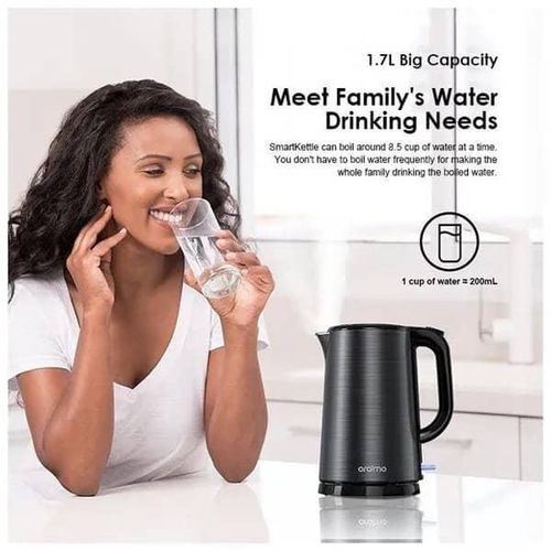 Oraimo Electric Stainless Steel Double-wall Design Precise Temperature Control Water Boiling Smart Kettle 1.7L Full Metal Liner Jar Pot- Multicolor