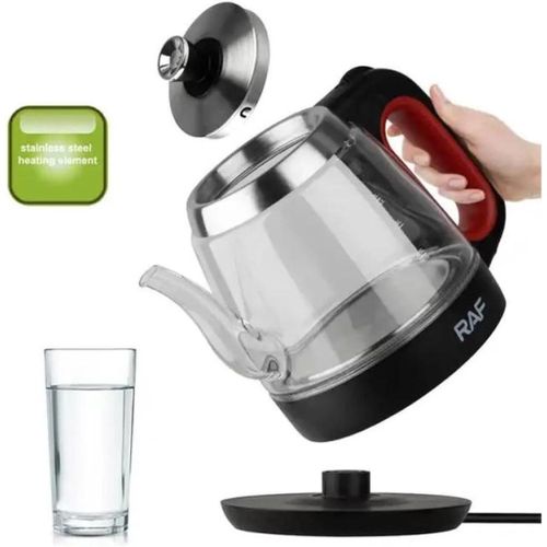 1.2L Electric Glass Kettle Heat Resistant Boiling Ceramic Glass Kettle Double Layer Protection Protative Glass Kettle -Multicolor