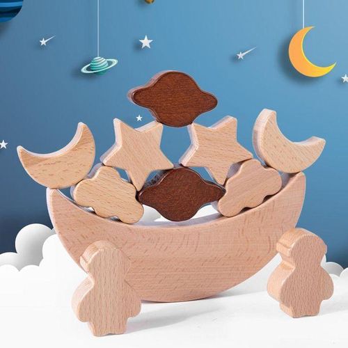 Funny Moon Stacking Blocks Preschool Game Star Balance Puzzle For Kids