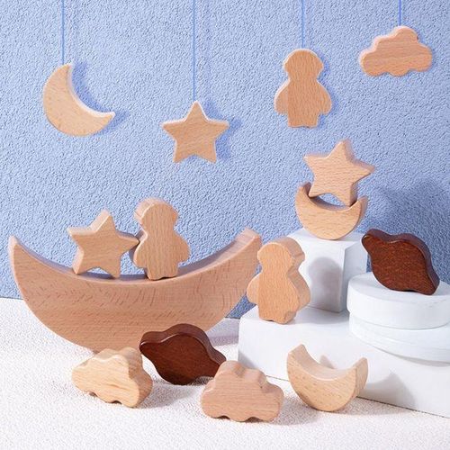 Funny Moon Stacking Blocks Preschool Game Star Balance Puzzle For Kids