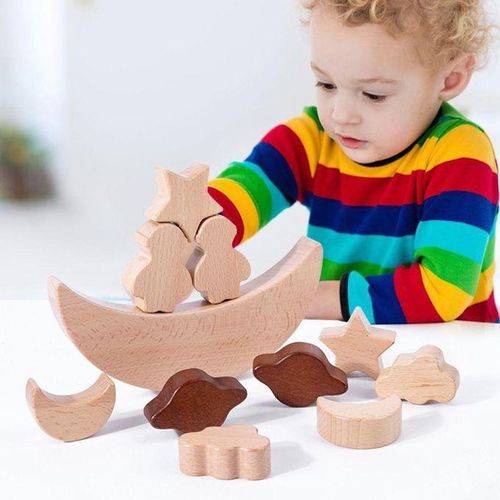 Funny Moon Stacking Blocks Preschool Game Star Balance Puzzle For Kids