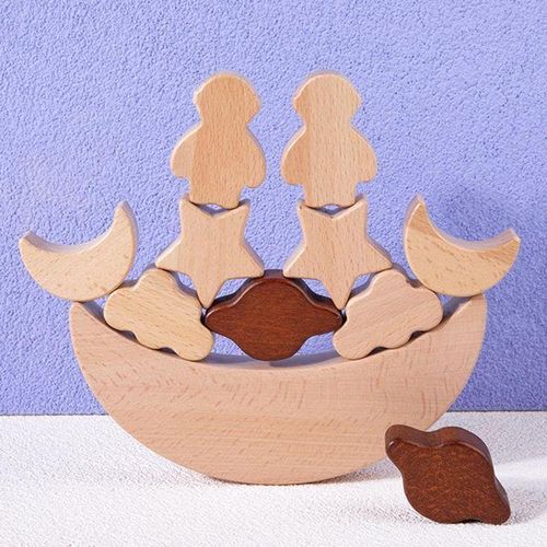 Funny Moon Stacking Blocks Preschool Game Star Balance Puzzle For Kids