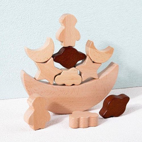 Funny Moon Stacking Blocks Preschool Game Star Balance Puzzle For Kids