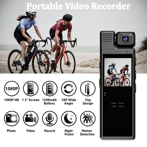 Rotatable Lens 1.3" Screen 2K H.264 120 Degree 1080P 720P Infrared Body Body Worn Small Mini Camera for Security