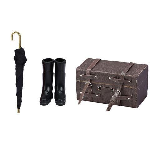 112 DollHouse Miniature Mini Suitcase,Umbrella,Rain Boots Life Scene Kids Pretend DollHouse Decoration Accessory Toy