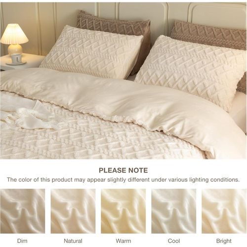 3 Pieces Shaggy Bedding Set Includes 1 Faux Fur Duvet Cover + 2 Fur Pillowcases