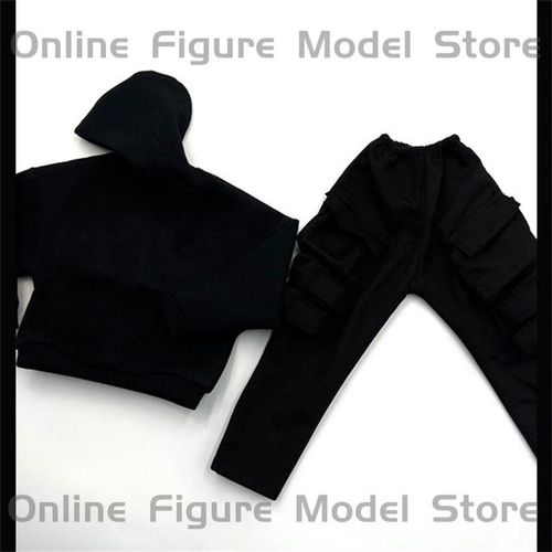 1/6 Male Fashion Street Style Loose Fitting Pullover Hooded Sweater Cargo Pants Multiple Pockets Fit 12'' Action Figure